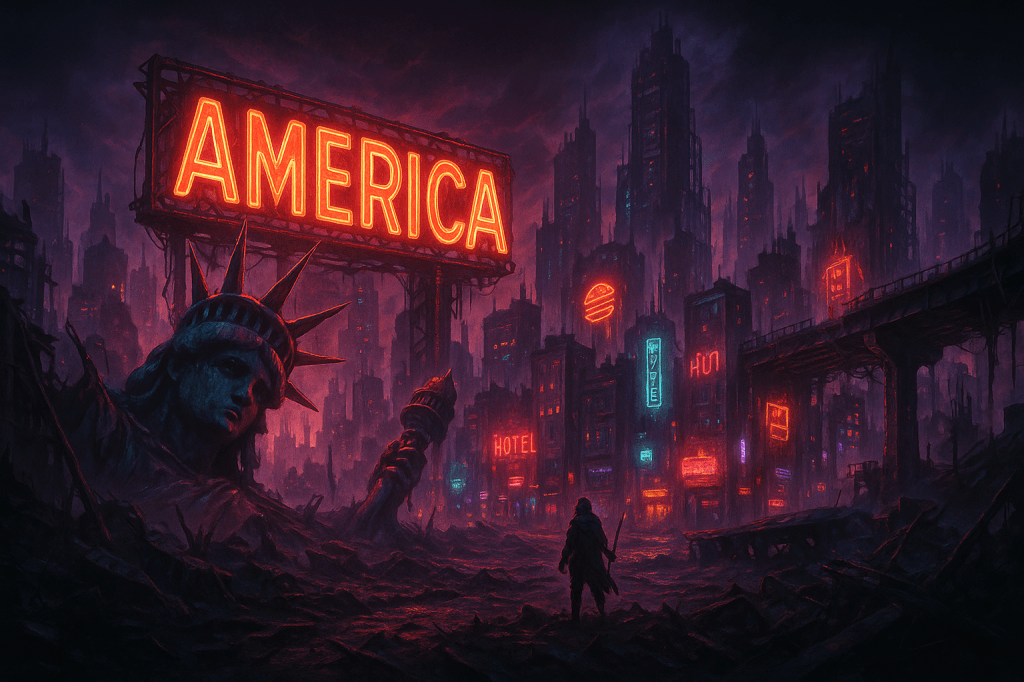 neon American dystopia, generated with Sora