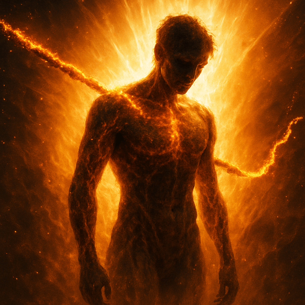 man on fire with rope burning