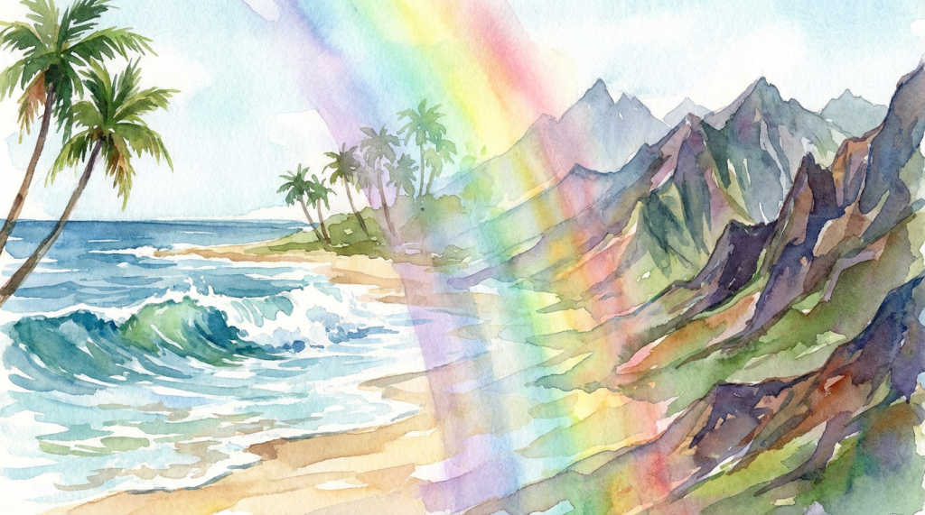 rainbow mountain beach