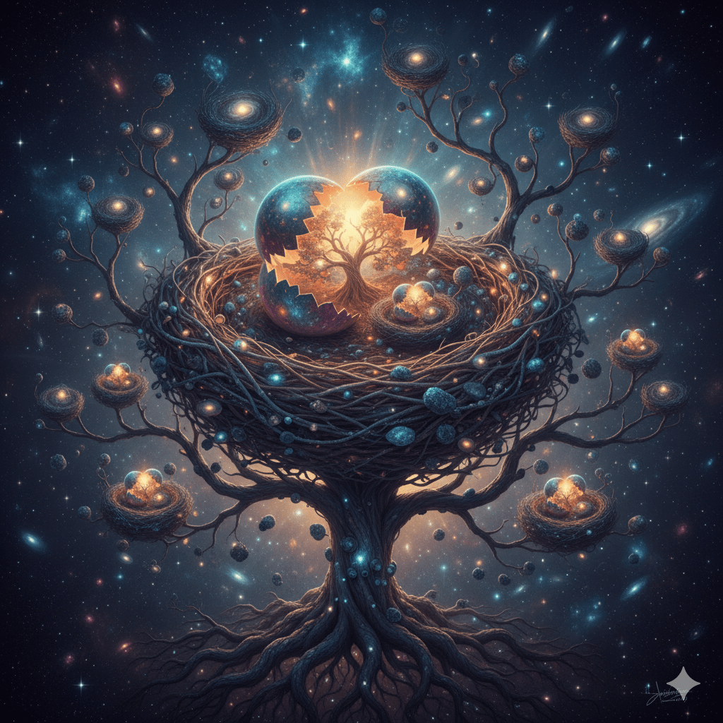 cosmic nest with eggs